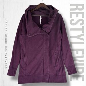 LULULEMON Womens Size 8 Hoodie Jacket Fleece Full Zipper Cowl Neck Stretch Scuba